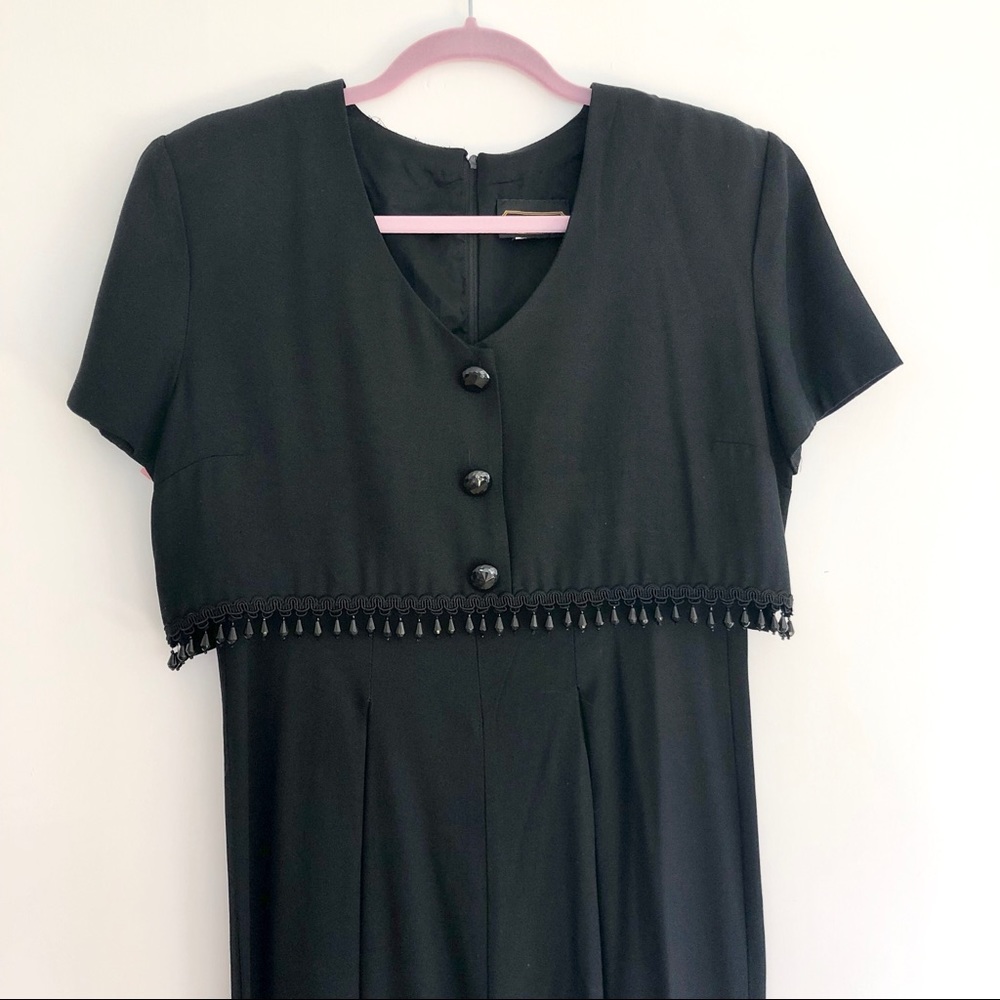 🎵 VINTAGE 80s Black Beaded Jumpsuit - Picture 2 of 5